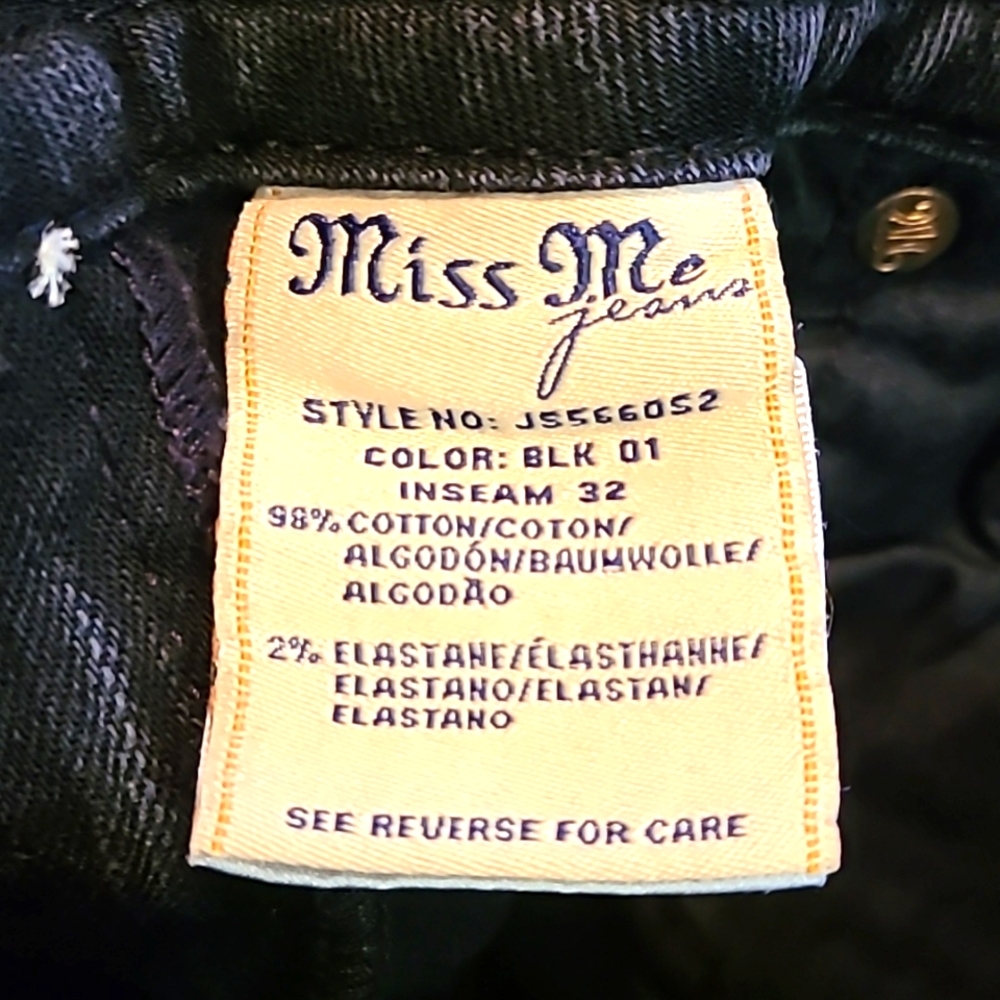 MISS ME VINTAGE WOMEN'S 29x30 SKINNY GIRLS ROCKER BLACK DENIM JEANS - Picture 7 of 8